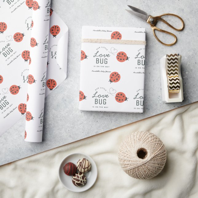 Papel De Presente Chuva de Bebê Little Love Bug Ladybug Vermelha (Artesanato)