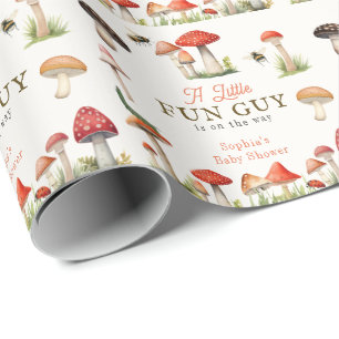 Papel De Presente Chuva de Bebê Menino Cogumelo Divertido