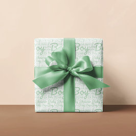 Papel De Presente Chuva de Bebê Menino Tipografia Verde Tendência 