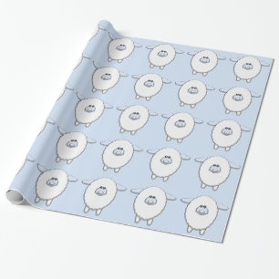Papel De Presente Chuva de Bebê Ovelha Azul Doce