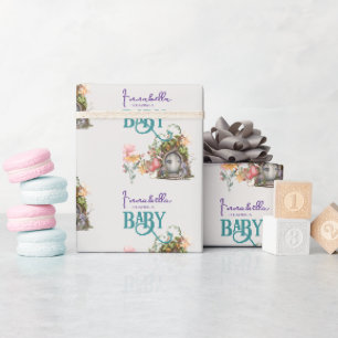 Papel De Presente Chuva de Bebê Porta de Jardim da Fada da Floresta 