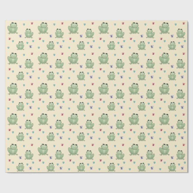 Papel De Presente Chuva de Bebê Sapo Aquarela Creme Caprichosa (Aberto)