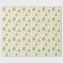Papel De Presente Chuva de Bebê Sapo Caprichoso em Creme Aguarela