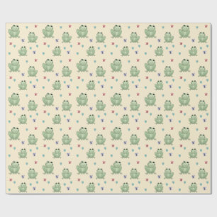 Papel De Presente Chuva de Bebê Sapo Caprichoso em Creme Aguarela