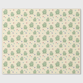 Papel De Presente Chuva de Bebê Sapo Whimsical Creme Aquarela