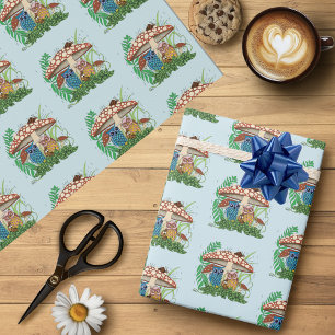 Papel De Presente Chuva de Cogumelo da Família Coruja