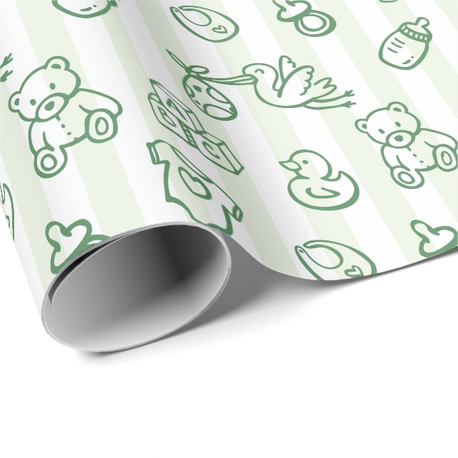 Papel De Presente Chuva de Ideias Desenhada à Mão Verde Churrasco de (Ponta do rolo)