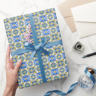 Papel De Presente Chuva de Noiva Azulejos Itália Mediterrâneo 