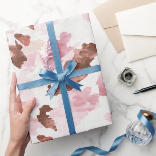 Papel De Presente Chuva de Noiva de Cowgirl Rosa Marrom Impressão de