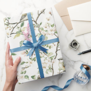 Papel De Presente Chuva de Noiva de Flores de Tulipa Brancas Verdes