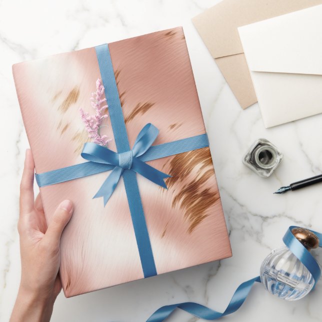 Papel De Presente Chuva de Noiva em Couro Artificial Rosa Western (Presentear)