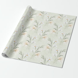 Papel De Presente Chuva de Noiva Floral de Hibisco Creme Branco Ment