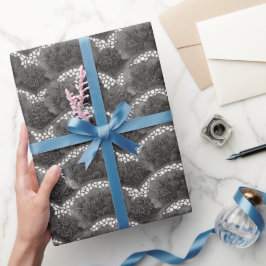 Papel De Presente Chuva de Noiva Floral Preto e Branco