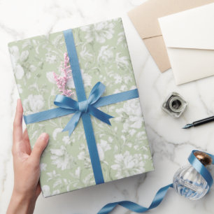 Papel De Presente Chuva de Noiva Floral Romântica Verde e Branca