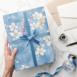 Papel De Presente Chuva de Noiva Flores Brancas Bonitas Céu Azul