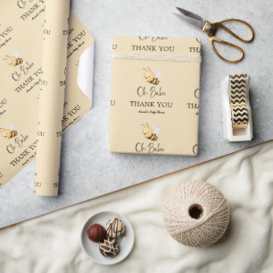 Papel De Presente Chuva de Pétalas Floral Rústica Oh Bebê Abelhinha