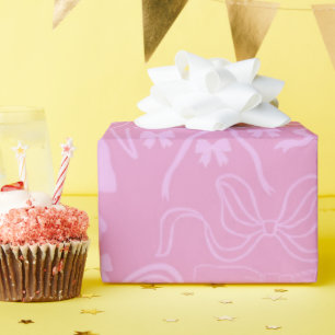 Papel De Presente Chuveiro Cor-de-Rosa Feminino Coquete Laço Rosa pa