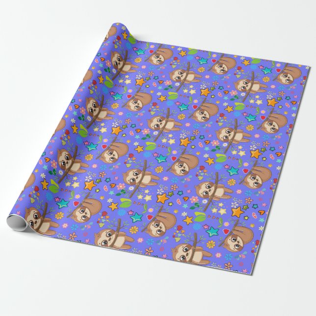 Papel De Presente Chuveiro de Bebê Aniversário de Nascimento Padrão  (Desenrolado)