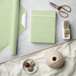 Papel De Presente Chuveiro de Bebê Menina Prep Chic Padrão de Laço V