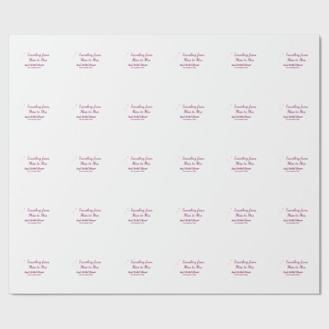 Papel De Presente Chuveiro de noiva viagem adicionar nome data de se (Aberto)