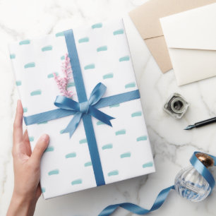 Papel De Presente Ciano Pastel Minimalista Traços em Branco