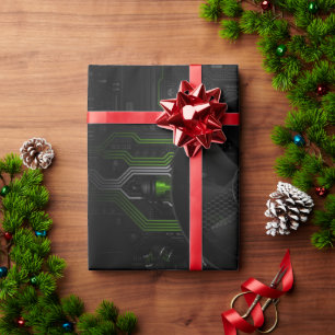 Papel De Presente Ciberpunk Gamer PC Circuito Embrulho