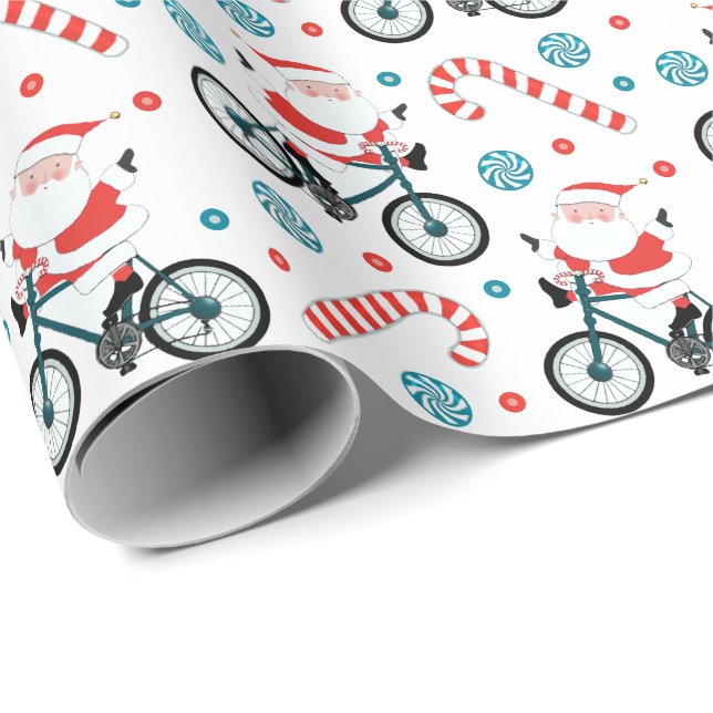 Papel De Presente Ciclismo Criativo Ciclista Natal (Ponta do rolo)