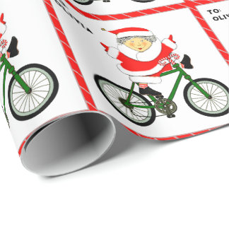Papel De Presente Ciclismo da Sra. Claus Natal