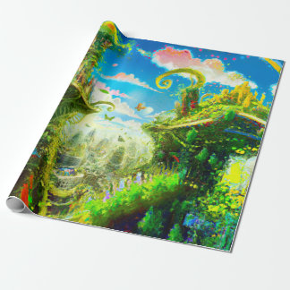Papel De Presente Cidade Colorida Futurística, Arte Gerada por AI