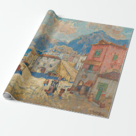 Papel De Presente Cidade Costeira na Espanha (Paisagem Espanhola Vin