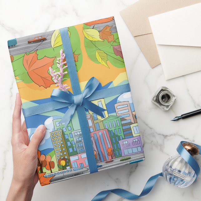 Papel De Presente Cidade No Outono (Criador carregado)