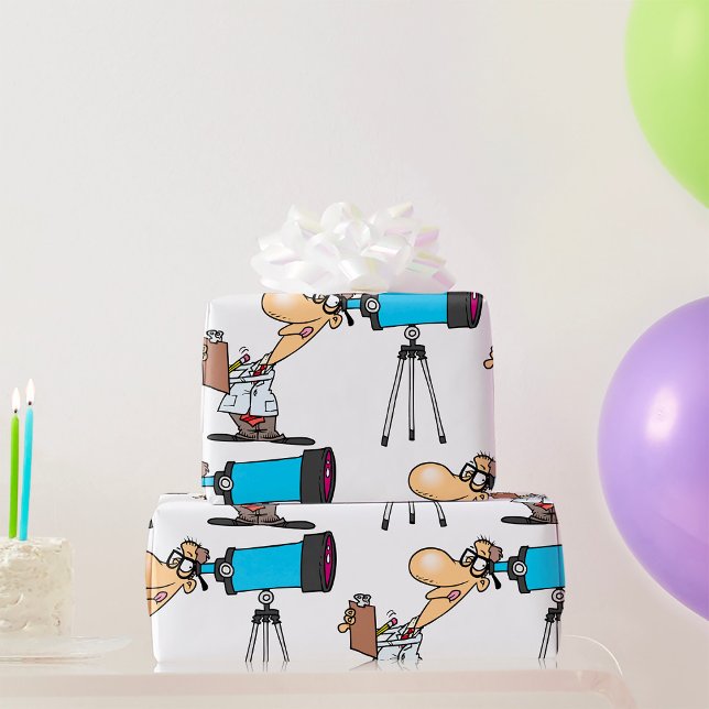 Papel De Presente Cientista com Telescope Astronomy Science Humor (Criador carregado)