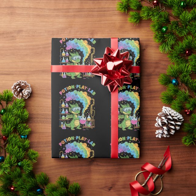 Papel De Presente Cientista Dragão Fofo | Laboratório de Brinquedo d (Presente de Natal)