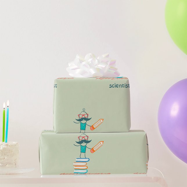 Papel De Presente Cientista Em Pé Nos Livros (Criador carregado)