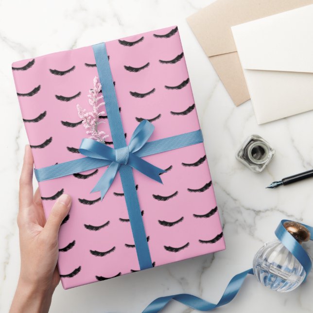 Papel De Presente Cílios Glam Rosa Chic Preto (Presentear)