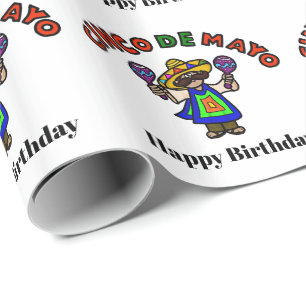 Papel De Presente Cinco de Mayo Aniversário Gift Wrap Personaliza-O!