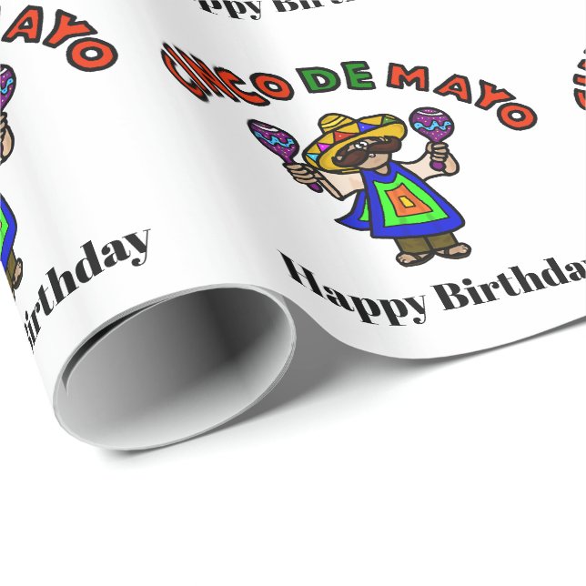 Papel De Presente Cinco de Mayo Aniversário Gift Wrap Personaliza-O! (Ponta do rolo)