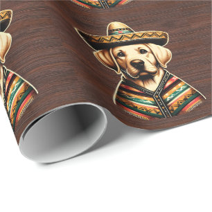 Papel De Presente Cinco de Mayo Labrador Retriever Poncho Sombrero