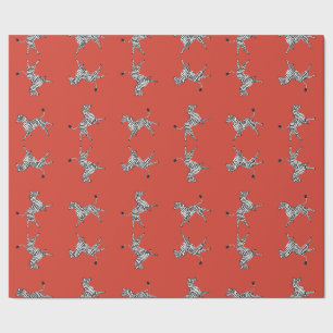 Papel De Presente Cinco zebras altas no vermelho