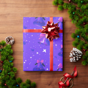 Papel De Presente Cintos de Natal - Retrô Elegante Pastel Violeta Az