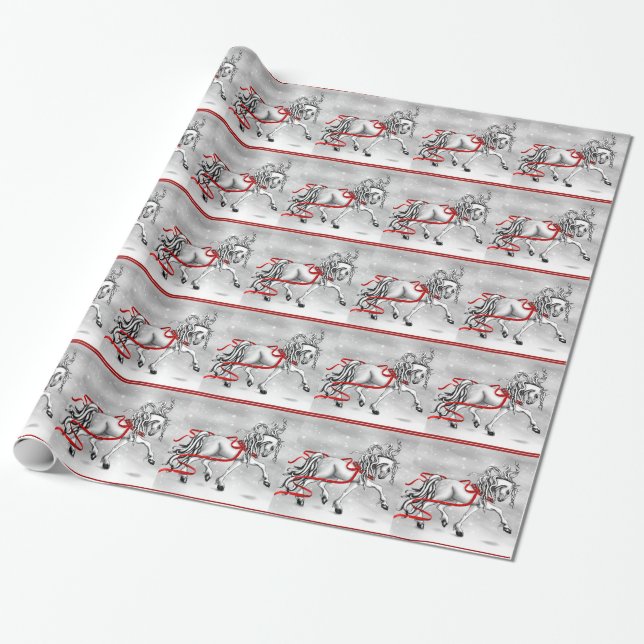 Papel De Presente Cintos de Neve de Natal (Desenrolado)