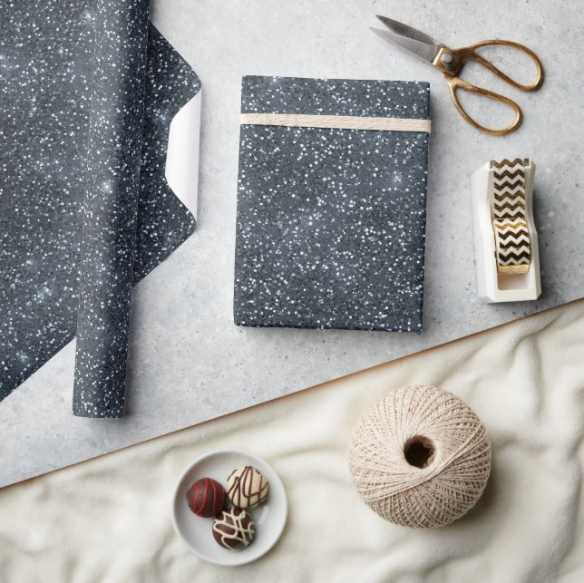 Papel De Presente Cinza Aço Resfriado Padrão Glitter Cinza Fino (Artesanato)