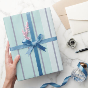 Papel De Presente Cinza Azul Teal Stripes Moderno Simples