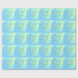 Papel De Presente Cinza azul verde data de adição do nome do anivers