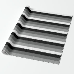 Papel De Presente Cinza Black White Stripes Design