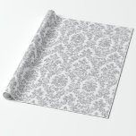 Papel De Presente Cinza Branca de Silver Royal Floral Damask Vip<br><div class="desc">Mínimalismo e Elegance Glam e Chic Delicate Wrappaper</div>