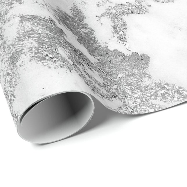 Papel De Presente Cinza branca Marble Silver Carrara Stone Abstarct (Ponta do rolo)
