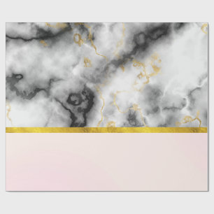 Papel De Presente Cinza branca moderna com fita Dourada