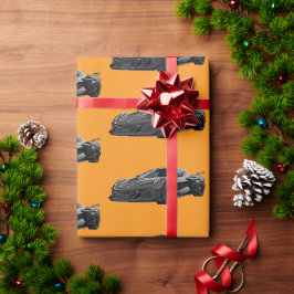 Papel De Presente Cinza C8 Corvette Sports Car Desenhado