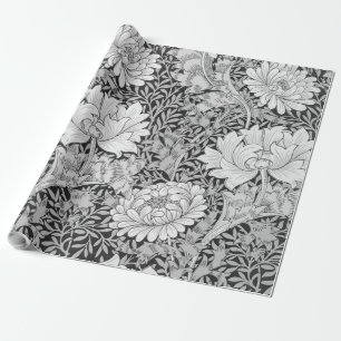 Papel De Presente Cinza Chrysanthemum, William Morris